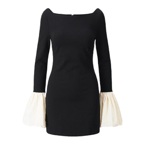 Staud Hawthorne Two-Tone Bell-Sleeve Minidress