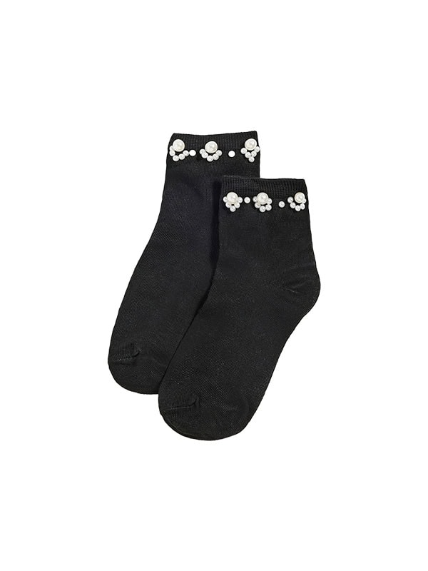 Stems Pearl Embellished Crew Socks