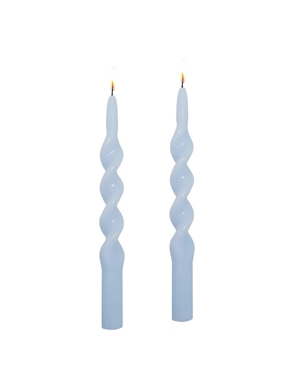 Twisted Taper Candle Light Blue Spiral Candlesticks 10 Inch Unscented Handmade Dinner Candles Set for Holiday Wedding Party Christmas Home Decoration