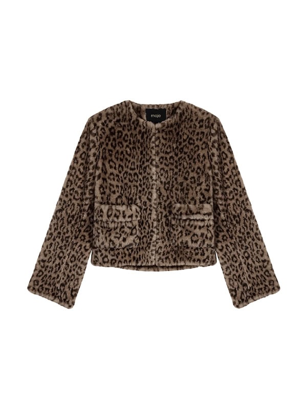 Maje Cropped Faux Fur Jacket