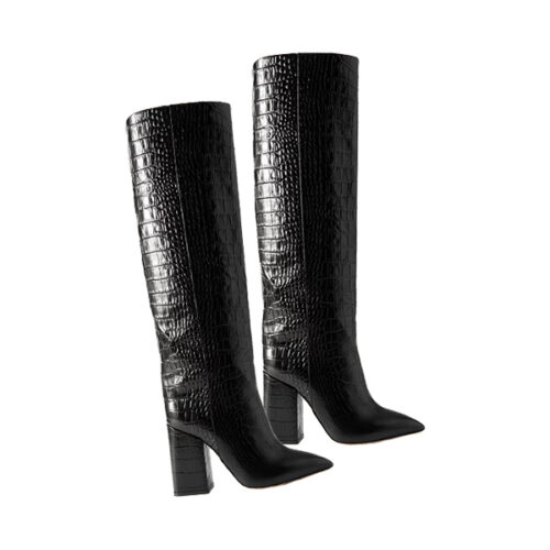 PARIS TEXAS Anja croc-effect leather knee boots