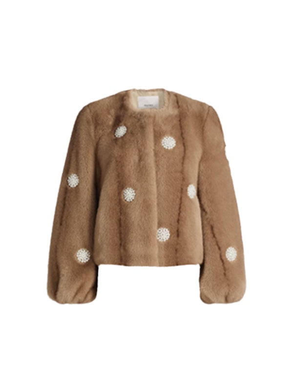 Cinq à Sept Benson Embellished Faux Fur Jacket