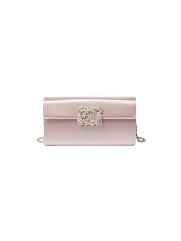 Roger Vivier Flower Strass satin clutch