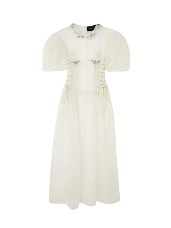 SIMONE ROCHA Crystal-embellished organza midi dress