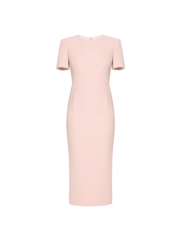 Roland Mouret Short Sleeve Wool Crepe Midi Dress