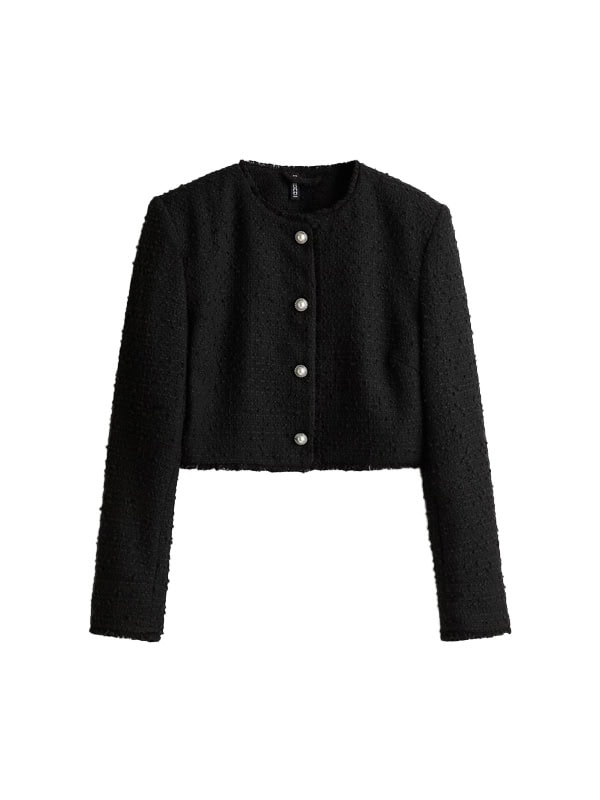 H&M Cropped Bouclé-weave Jacket