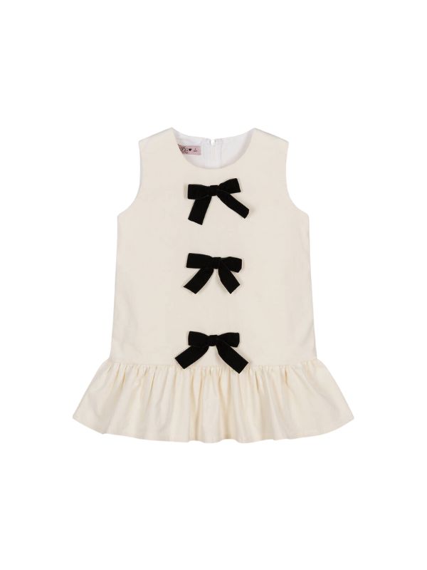 girls black and white bow dress