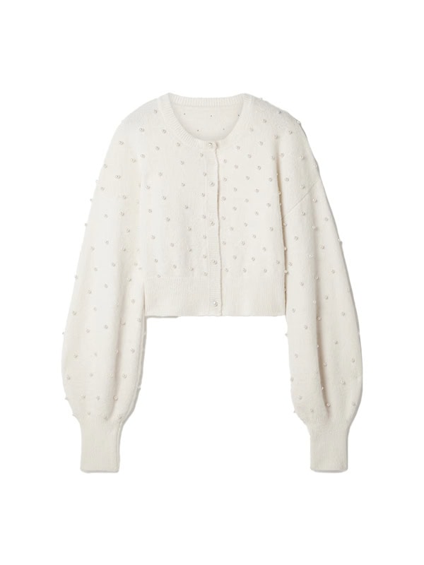 ZIMMERMANN Crush faux pearl-embellished alpaca-blend cardigan