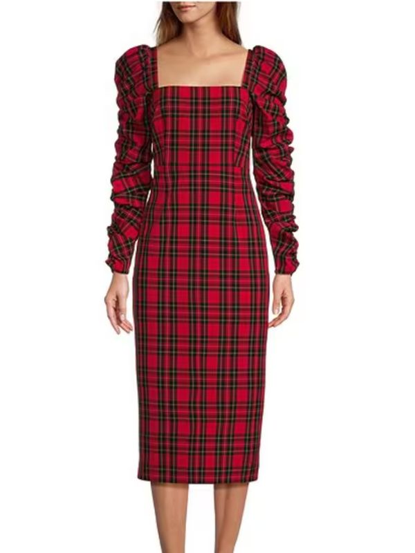 red tartan plaid holiday dress