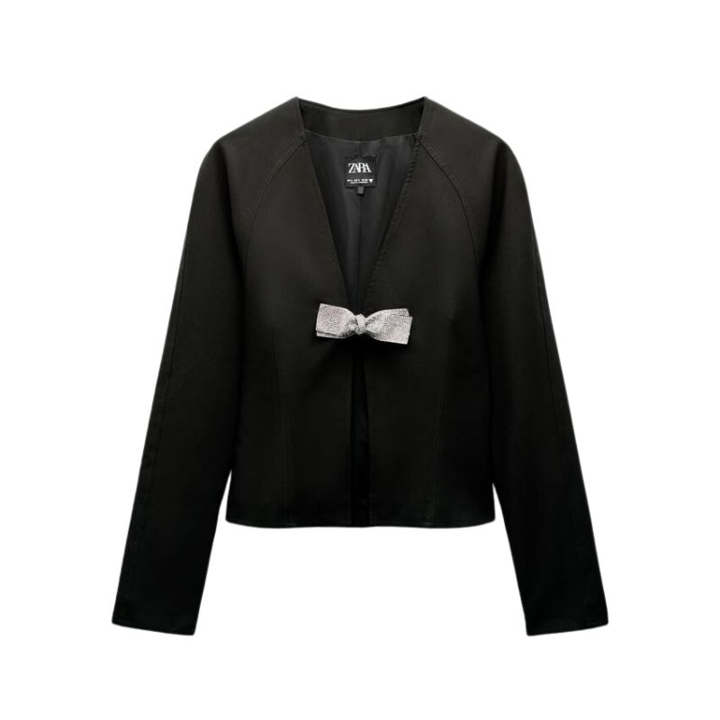 rhinestone bow jacket zara