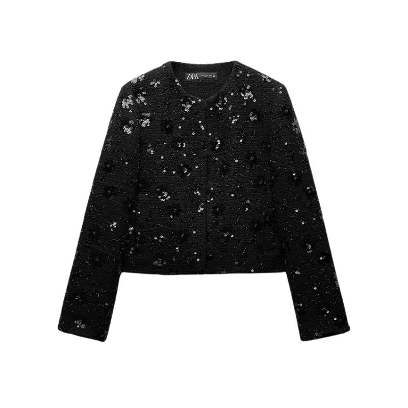 zara black sequin blazer