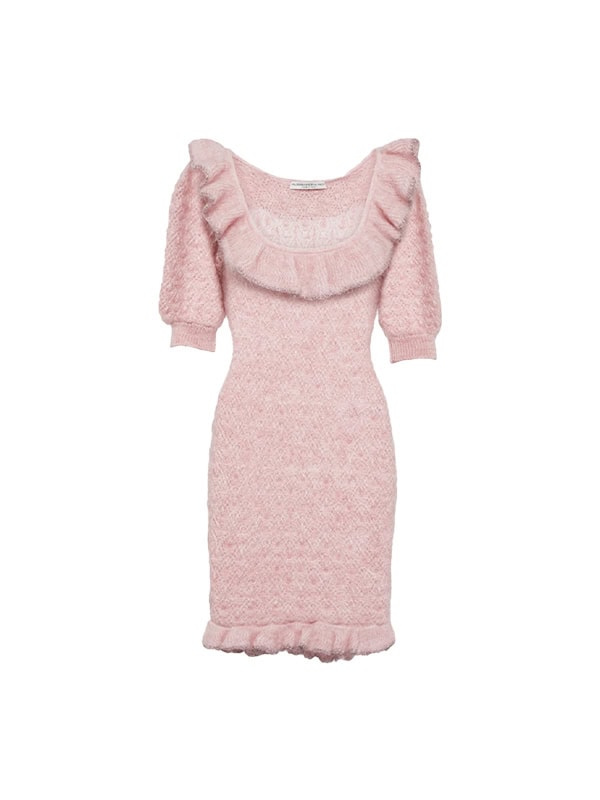 Alessandra Rich Embroidered mohair-blend minidress