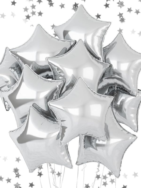 Silver star balloons for new years eve