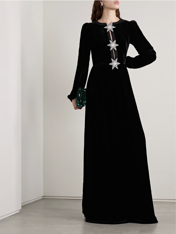 SALONI Camille embellished velvet gown