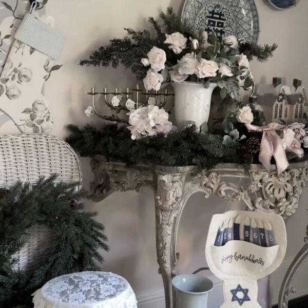 hanukkah decor and roses