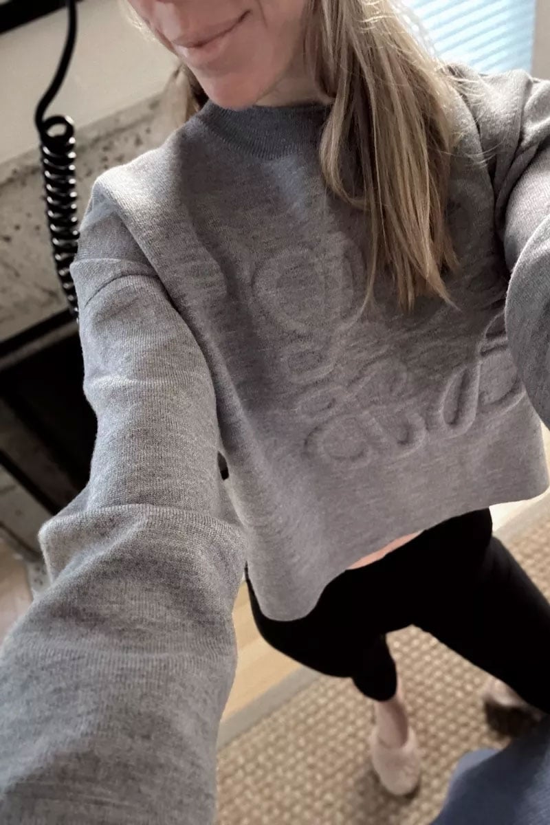 cozy grey sweater