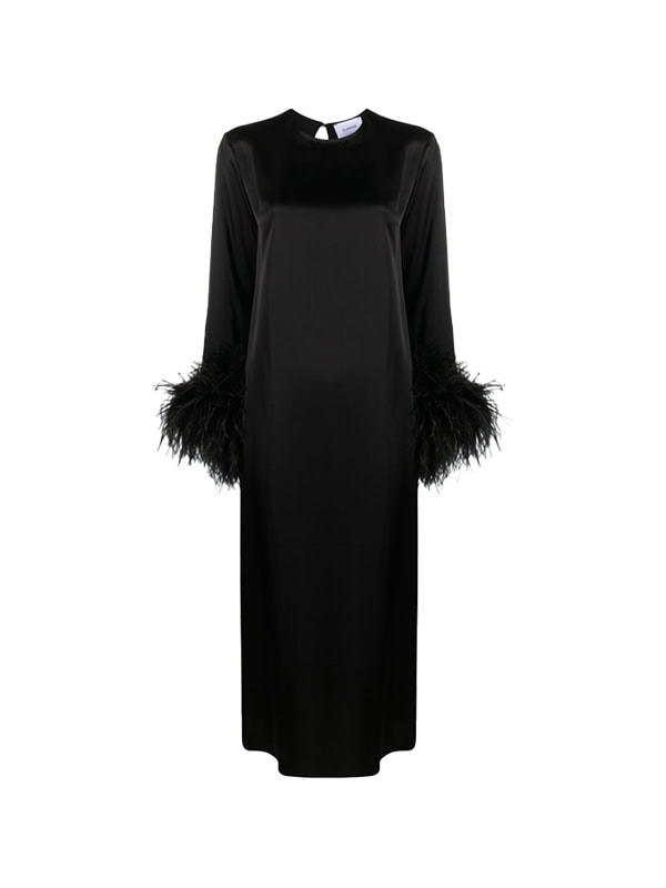 Sleeper Suzi feather-cuffs maxi dress