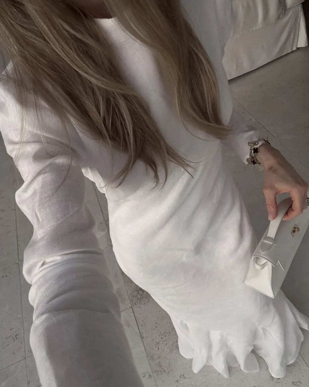 Aisle White Linen Sleeve Midi Dress White 2026 Wedding Dress