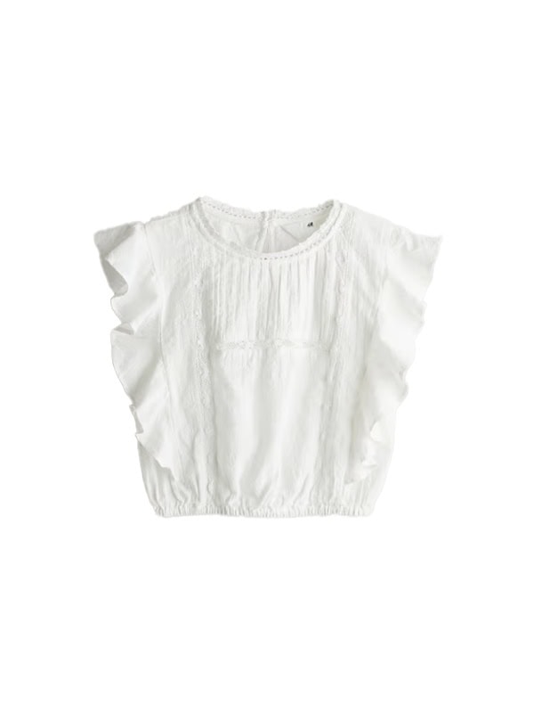 H&M Ruffle-Trimmed Cotton Blouse