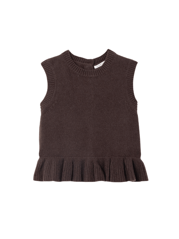 CECILIE BAHNSEN Bill ruffled cashmere and wool-blend peplum tank