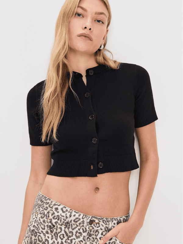 black short sleeve cardigan