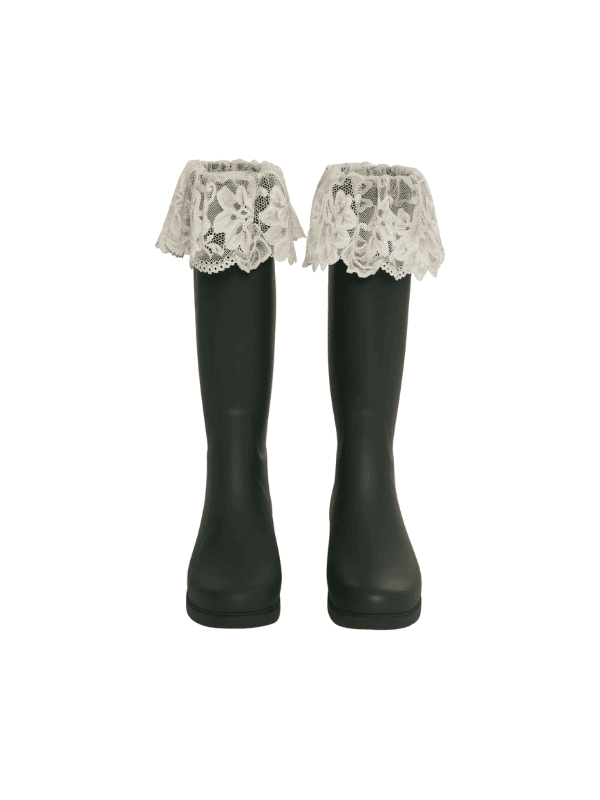 black rain boots with lace for love & lemons