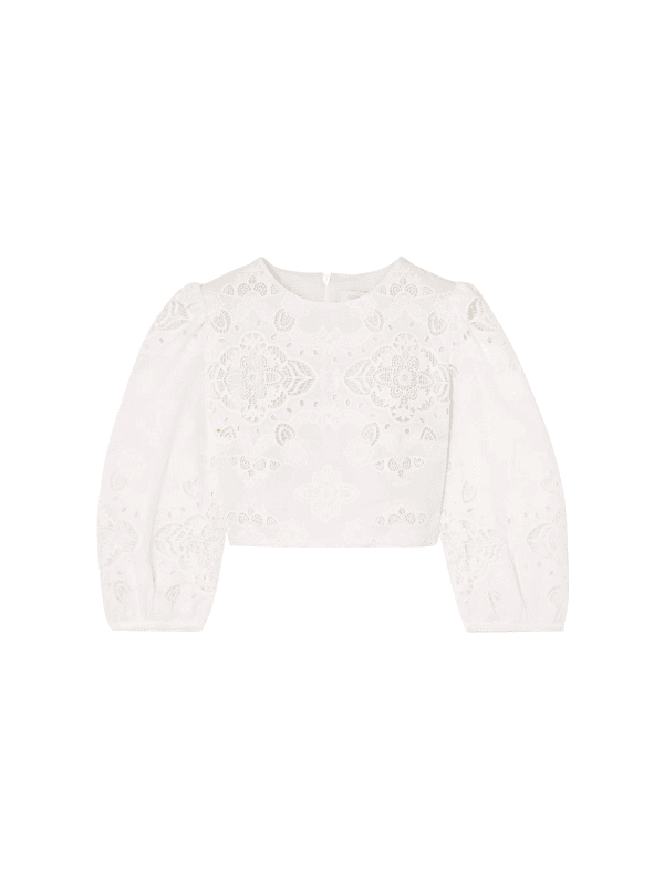 BORGO DE NOR crocheted lace-trimmed white top