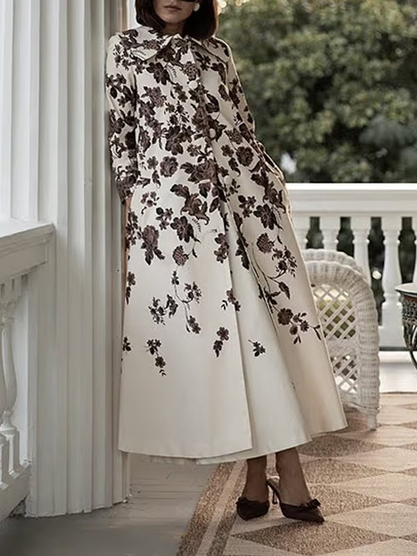 Antonio Melani x Style Bungalow Chintz Canvas Floral Print Peter Pan Collar Car Coat