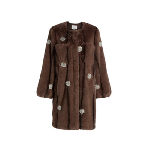 faux fur embellished jewel coat