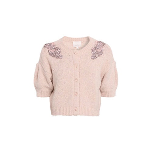 short sleeve blush embellished cardigan