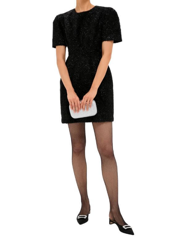 back and silver mini dress