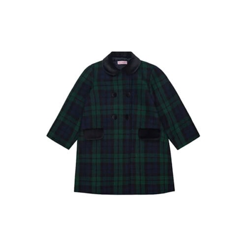 La Coqueta Girls Green Tartan Arrieta Girl Coat