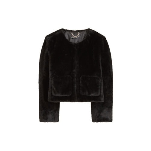 J crew black faux fur lady jacket