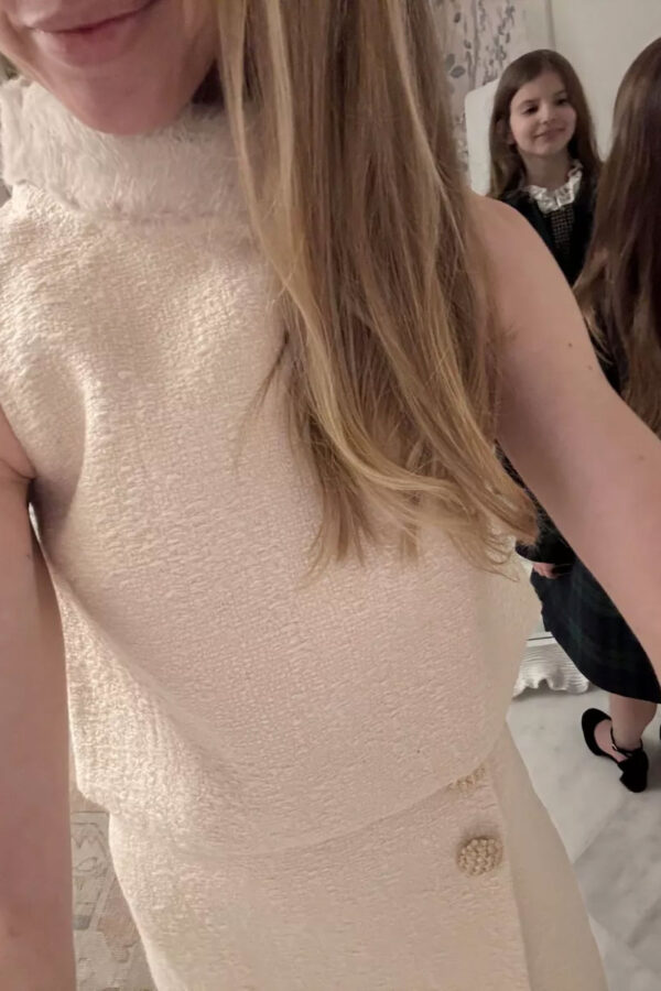 Cara Cara Gina Faux Fur-Collar Tweed Boucle Top