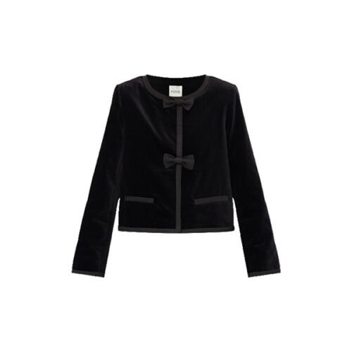 black bow velvet lady jacket