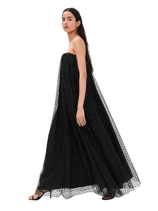 bump friendly dress with allover sequins