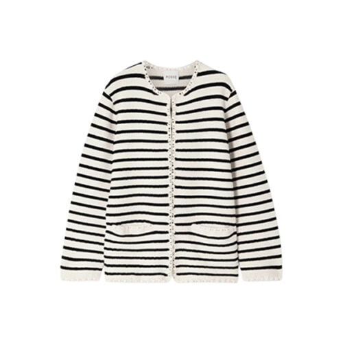 embellished striped knitted cardigan