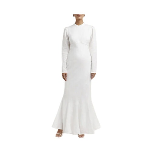 Aisle White Linen Sleeve Midi Dress