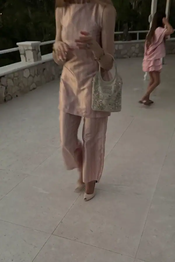 La Maregold pink satin set