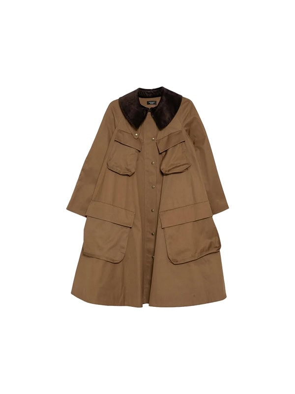 A.W.A.K.E. MODE Pocket-Detailed Flared Cotton Gabardine Trench Coat