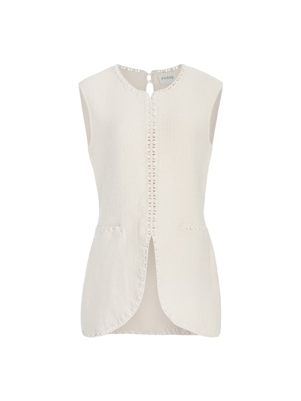 womens posse white top with textural detail