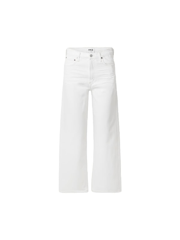 white wide leg denim jeans