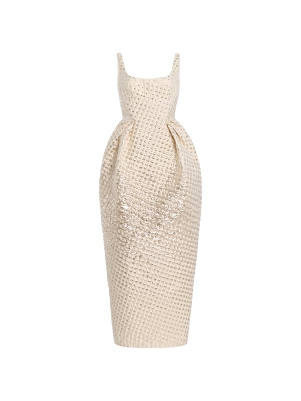 bubble waist dress gold