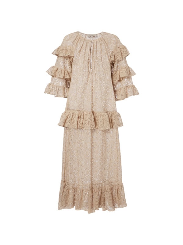 Adriana Degreas Ruffled lace maxi dress