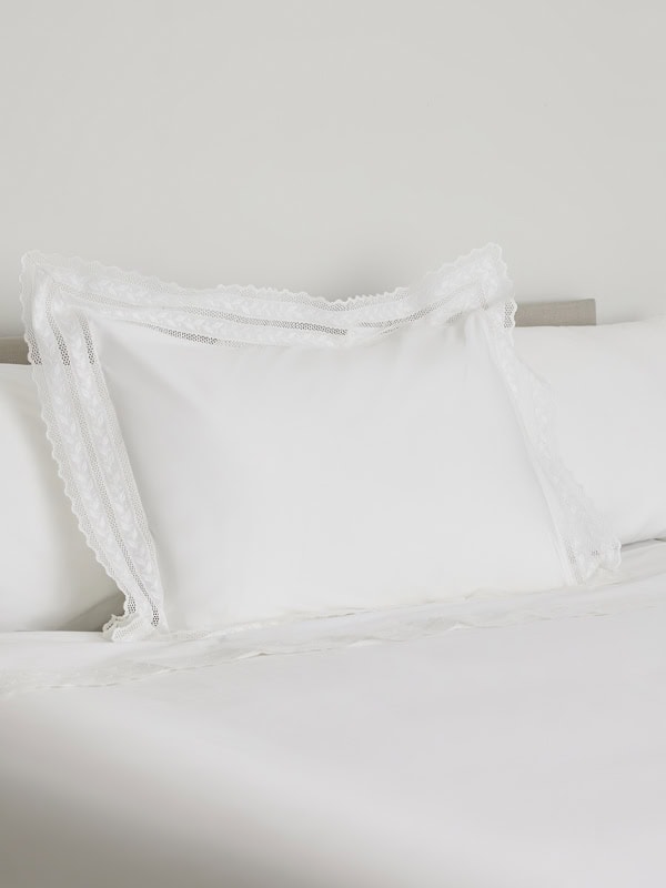 Los Encajeros Exclusive Hojas Percale King Sham White