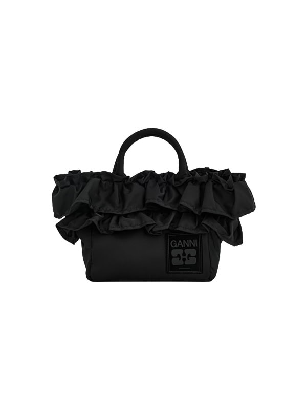 ruffled ganni black handbag