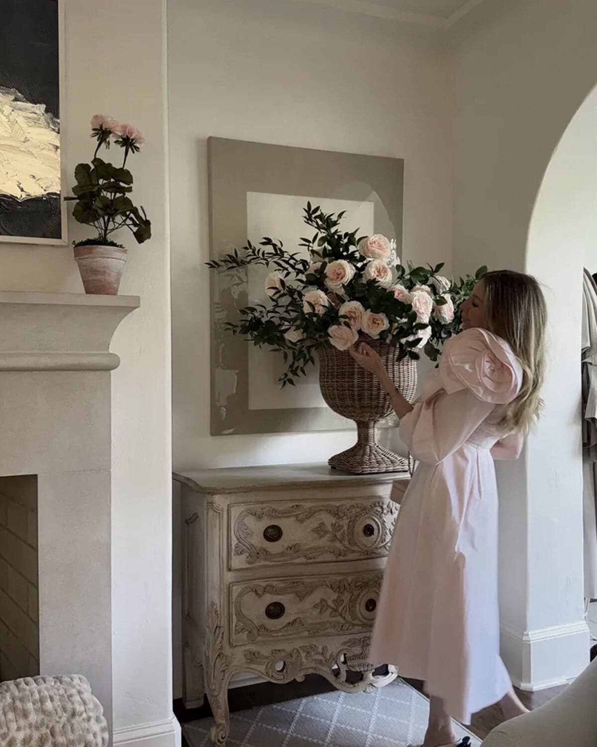 Pretty in pink rosette sleeve gown