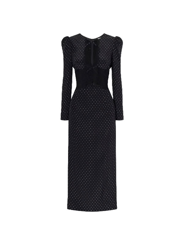 ALESSANDRA RICH Polka-dot silk midi dress