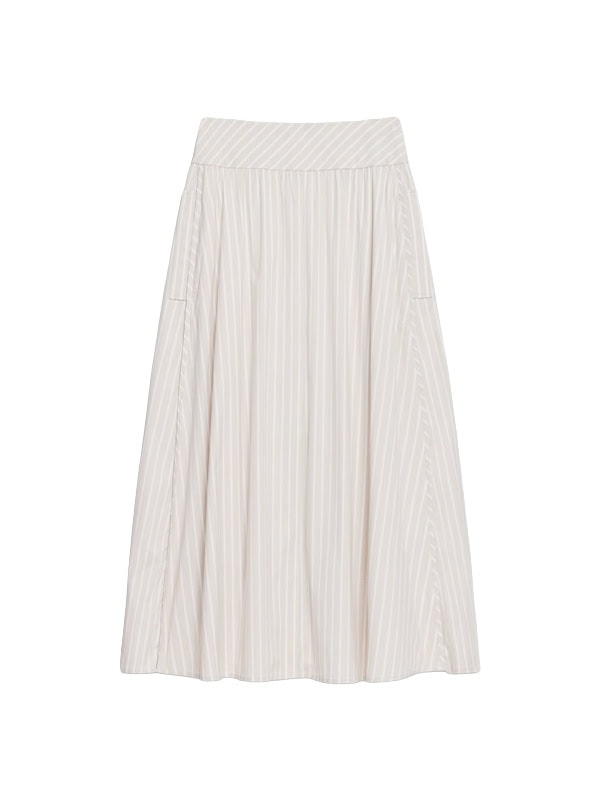 Theory Vented Skirt in Striped Cotton-Blend