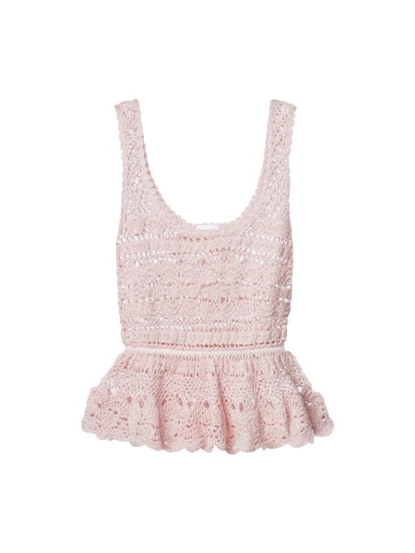 blush crochet tank top